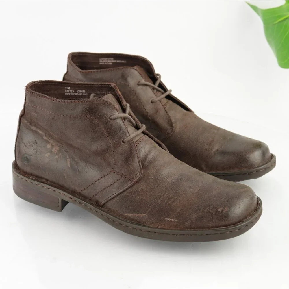 Born Mens Harrison Boot Size 11 M Brown Distressed Leather Lace Up Casual Chukka